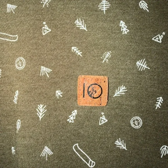 Tentree Womens Small Olive Green Nature Print Raglan Sweatshirt Organic Cotton - Picture 5 of 13